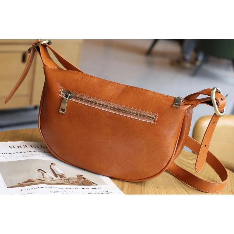 Sac Hobo cuir tanné végétal 100% Véritable  – Bandoulière