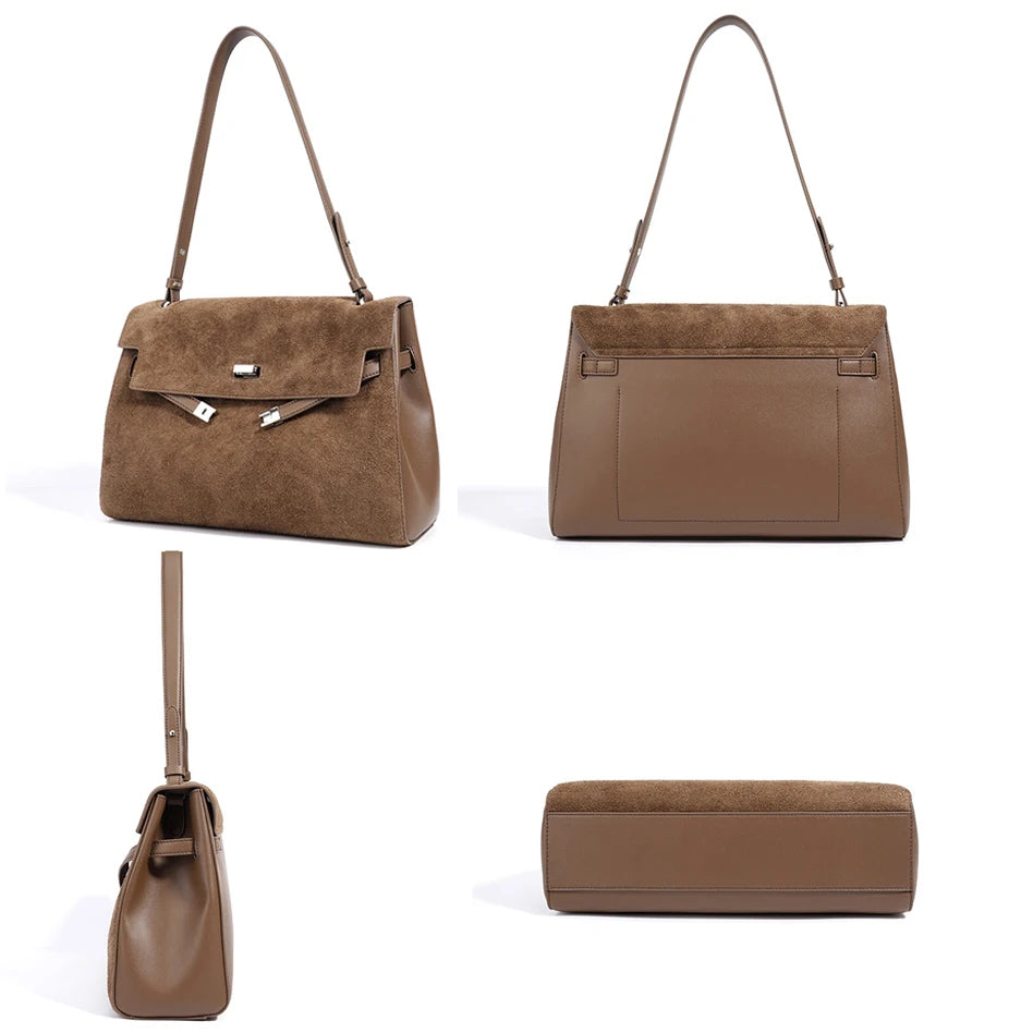 Sac Tote en Cuir Véritable Vintage Minimaliste