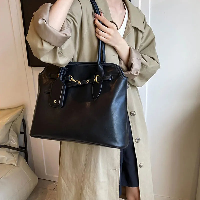 Sac Tote Cabas Vintage cuir PU Souple Grande Capacité