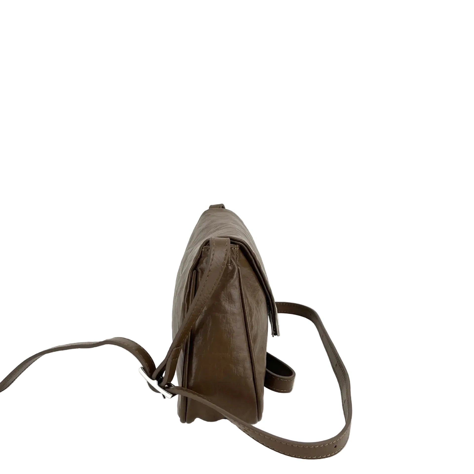 Sac bandoulière en PU éffet cuir ciré vintage – Texture froissée,Bandoulière réglable