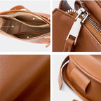 Sac Demi-Lune en Cuir Véritable Souple Vintage