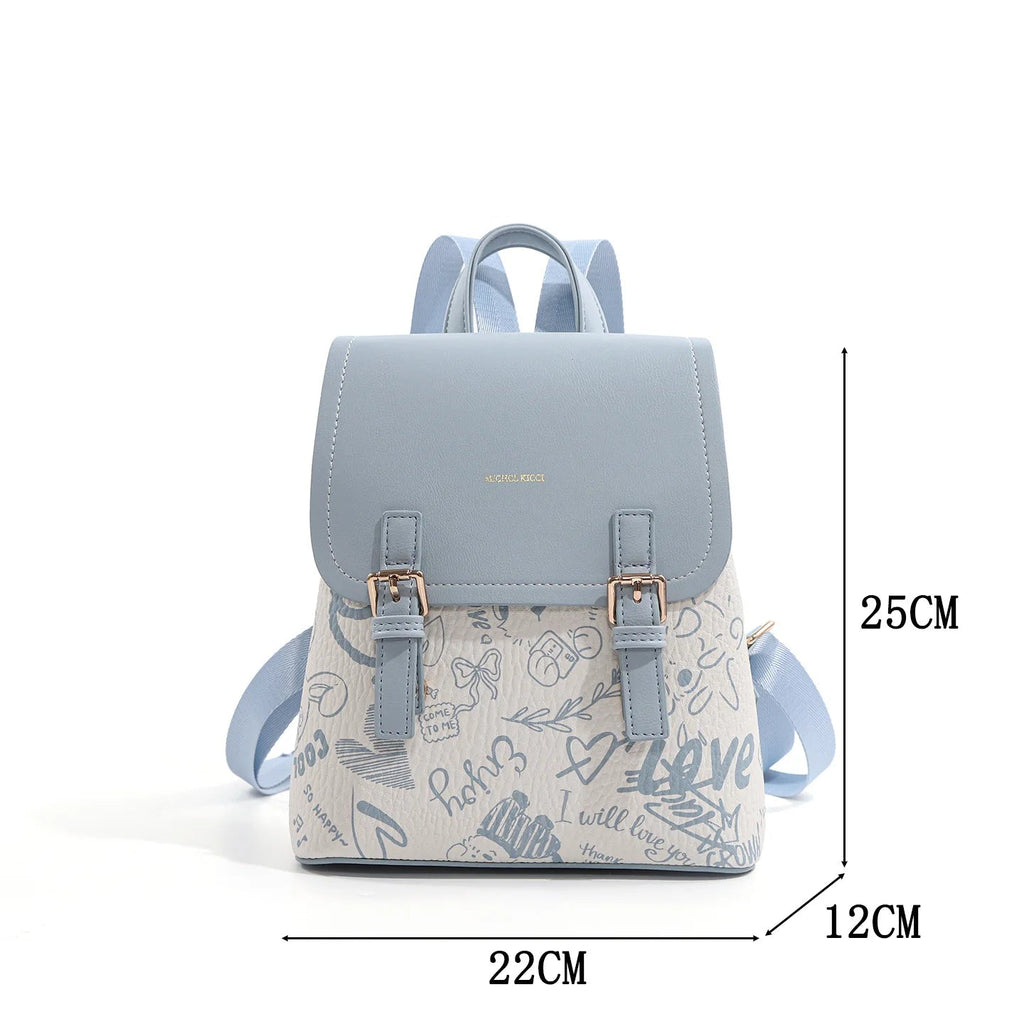 Sac à Dos Femme Imprimé Graffiti – Style Campus, Cuir PU Résistant | MYNELIA MYNELIA