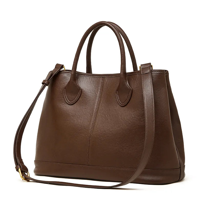 Sac à main tote en cuir véritable avec rivets -Grande Capacité, Style Vintage MYNELIA