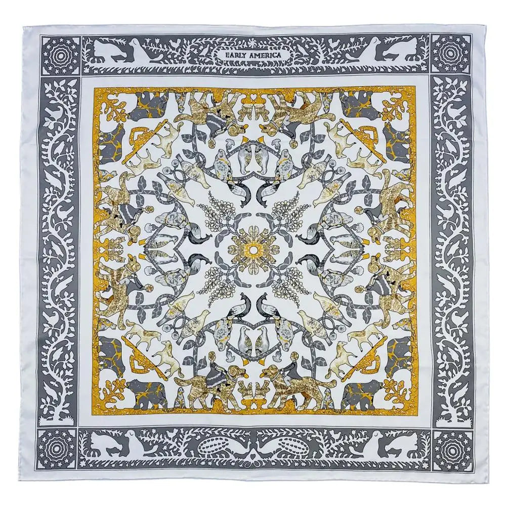 Foulard carré femme en soie imprimée – 90 × 90 cm