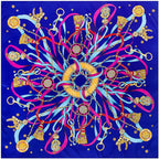Grand foulard carré imprimé chaînes et rubans