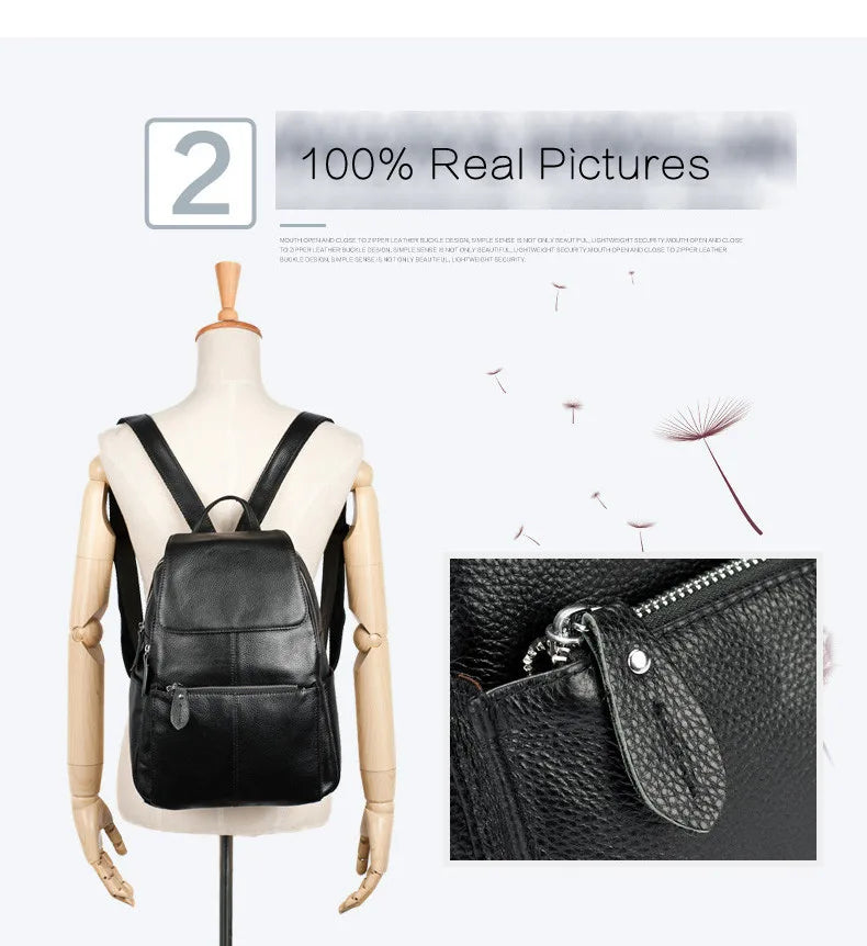 Rucksack aus 100 % echtem Leder – Großes Fassungsvermögen & Preppy-Stil