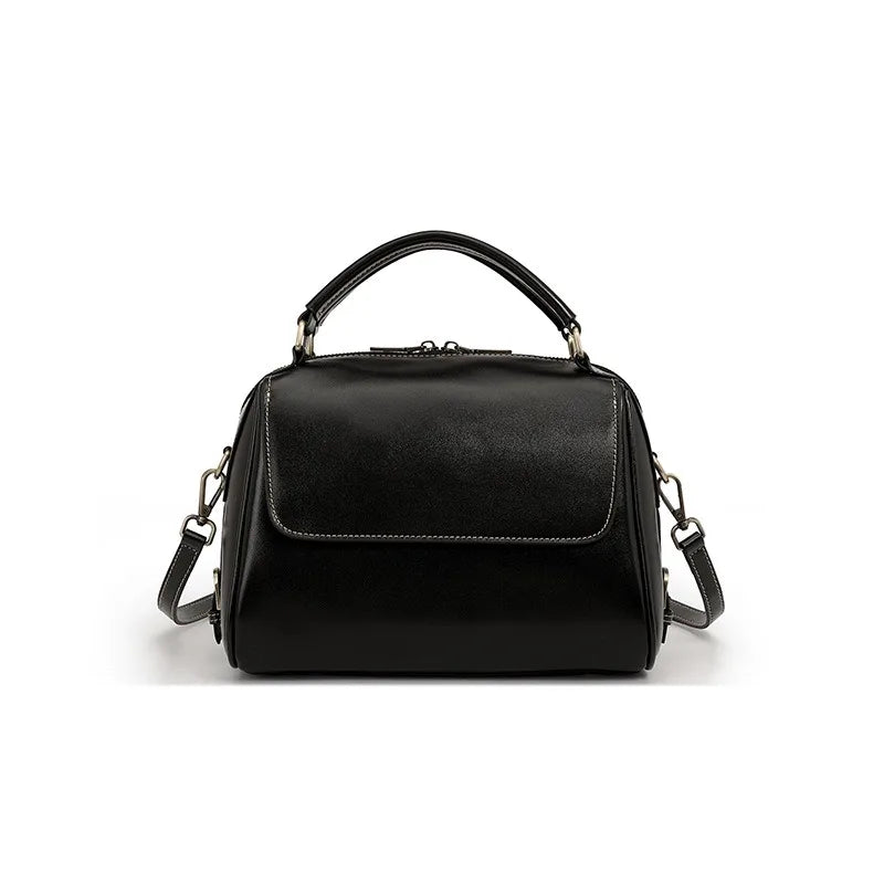 Sac Boston femme en cuir de vachette – 2 bandoulières interchangeables
