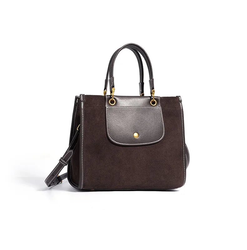 Wildleder Tragetasche Herbst Winter Neues kleines Design Vintage Aktentasche Mode Minimalistische Schulter Umhängetasche für Damen Handtaschen