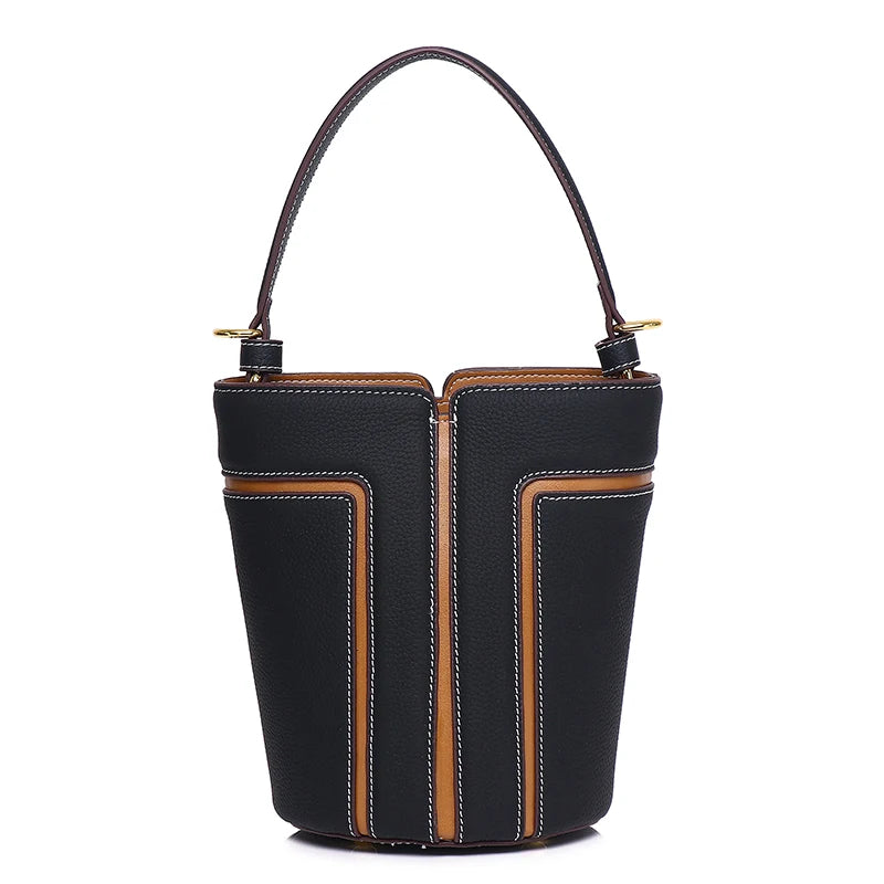 Sac seau cuir vache femme – Triple Port Bandoulière