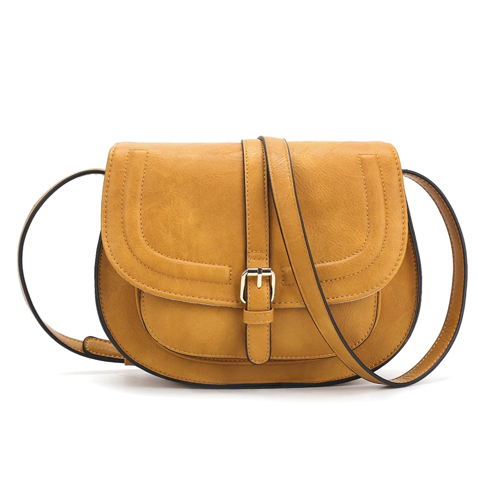 Sac à main Crossbody Cuir PU – Style Boho Selle,Décoration Frondée MYNELIA