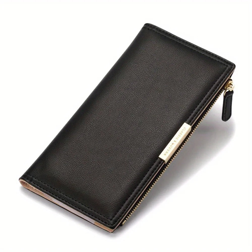 Ultra Slim Wallet For Women, RFID Blocking Credit Card Holder, Bifold Clutch Coin Zipper Travel Long Purse MYNELIA