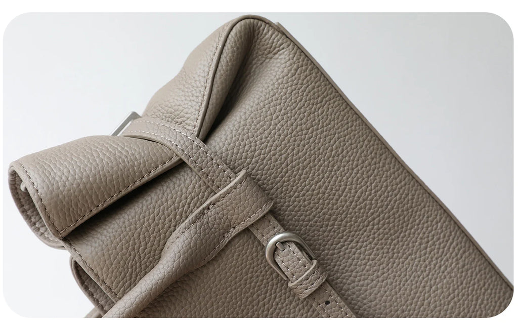 Sac Satchel Cuir Véritable Boucle Ceinture Doublure Coton Bio Croisé