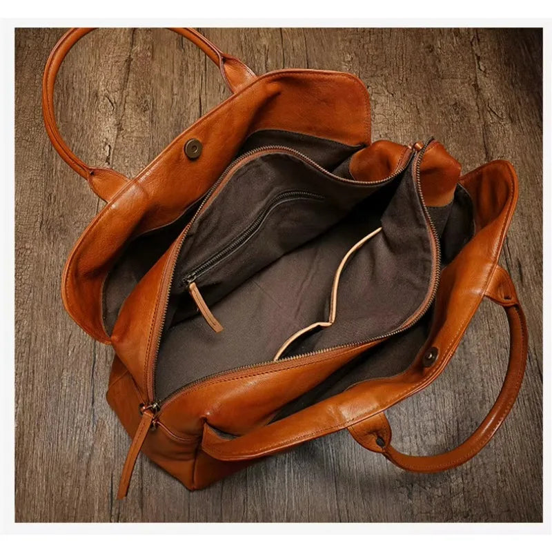 Sac en cuir véritable – Business, Intercalaire Ordinateur, Grande capacité