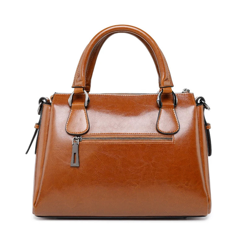 Sac à main en cuir ciré Oil Wax – Fermeture zip, Port multiple