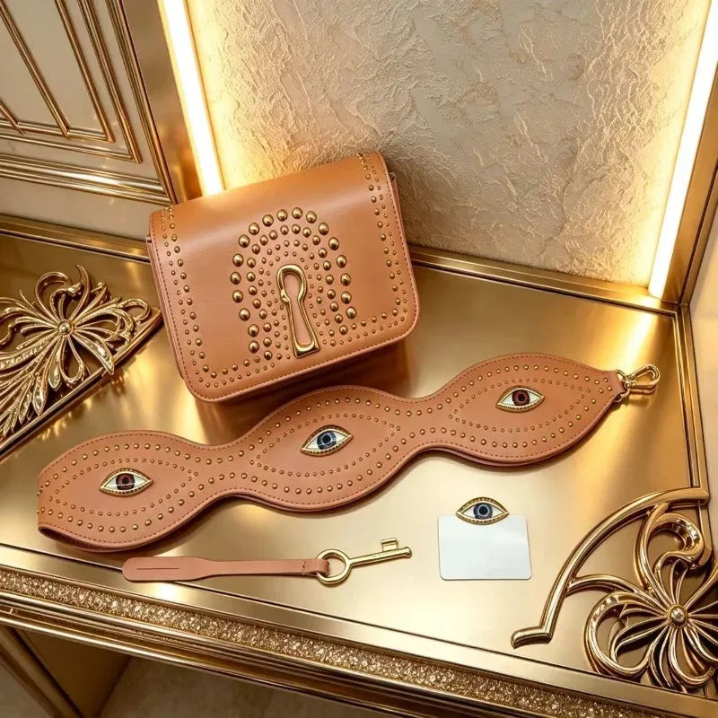 Petit sac épaule femme à rabat et rivets – Simili cuir