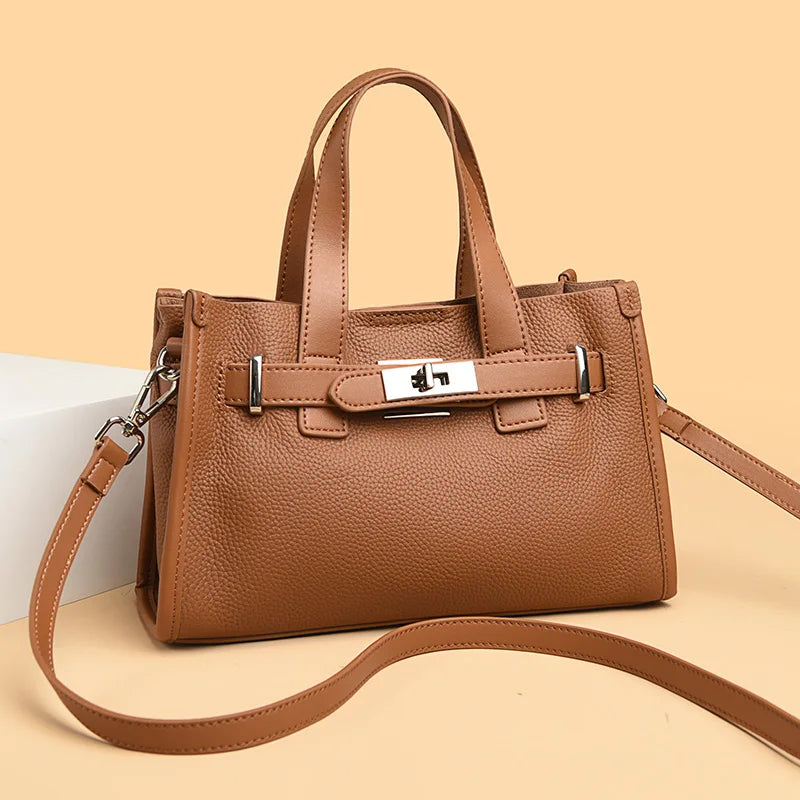 Cowhide Satchel Bag for Women 2025 Large Capacity Luxury Quality Genuine Leather Handbags Fashion Lady Crossbody Messenger Bags MYNELIA