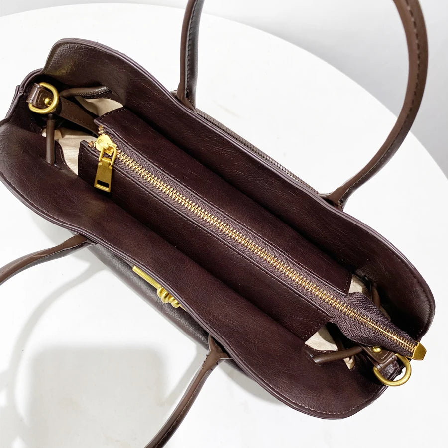 Sac Tote  en cuir PU– Style Vintage Luxe