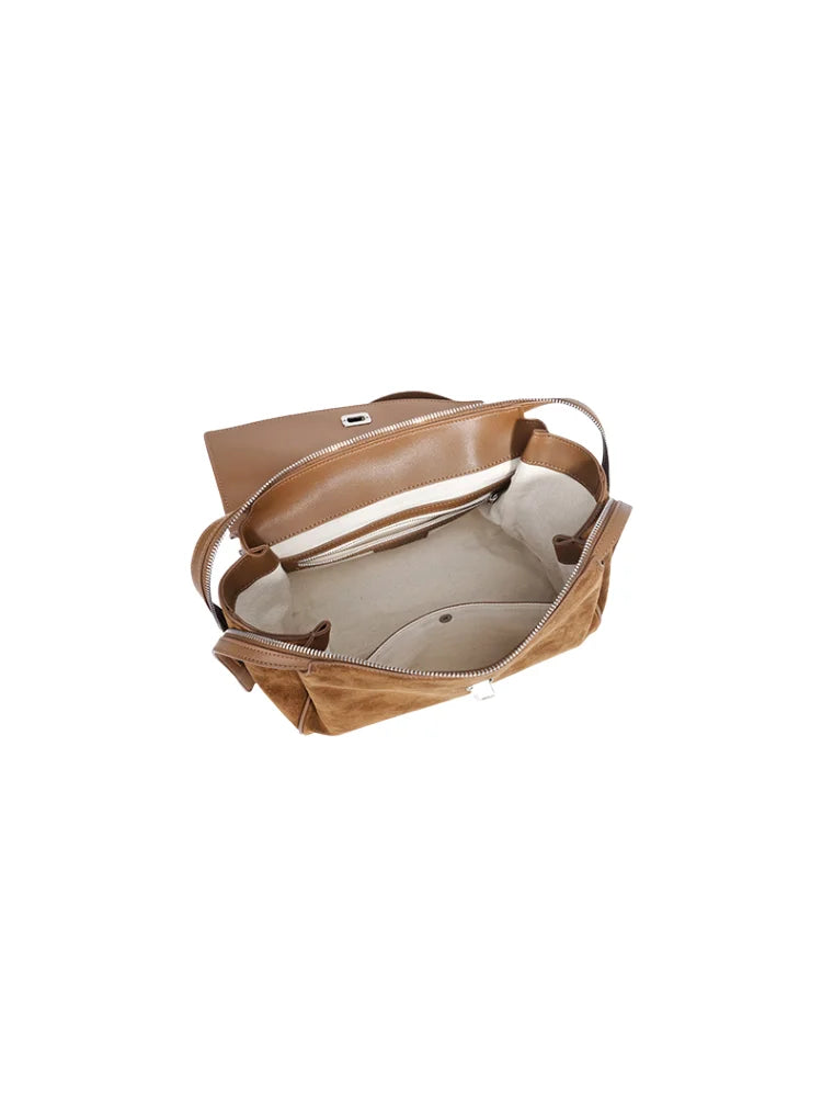 Sac Tote en Cuir Suédé – Cabas Rétro Bandoulière Femme MYNELIA
