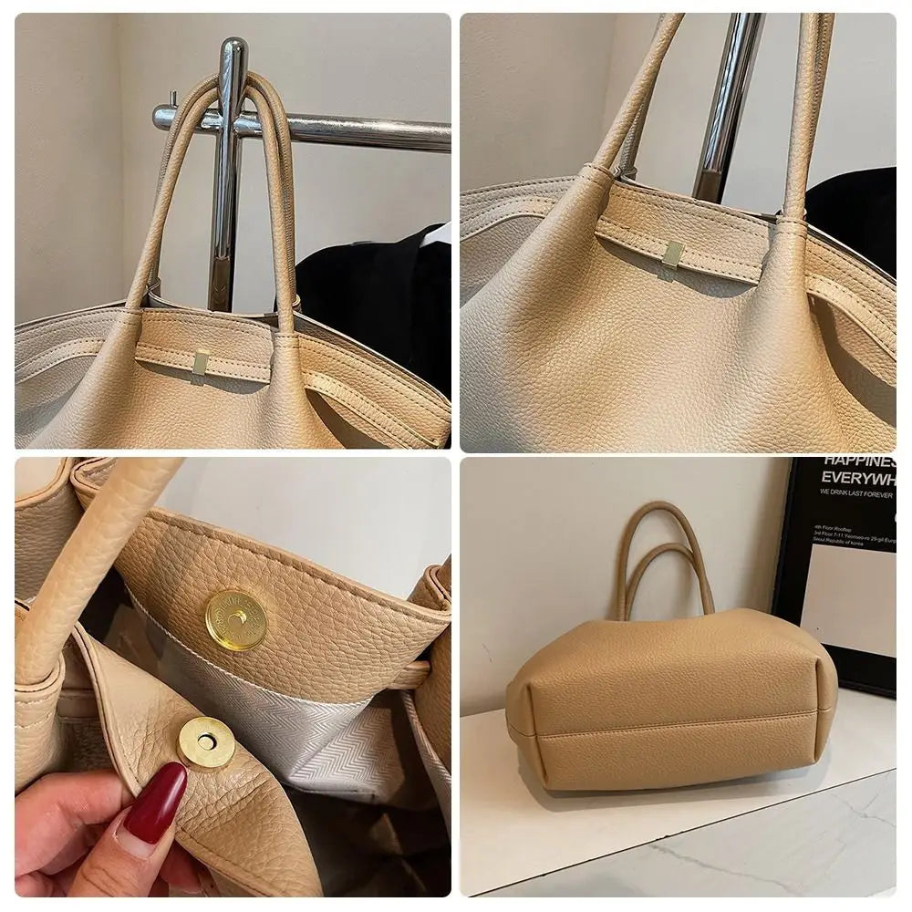 Sac à main tote Femme en cuir PU – Grande capacité,Double bandoulière
