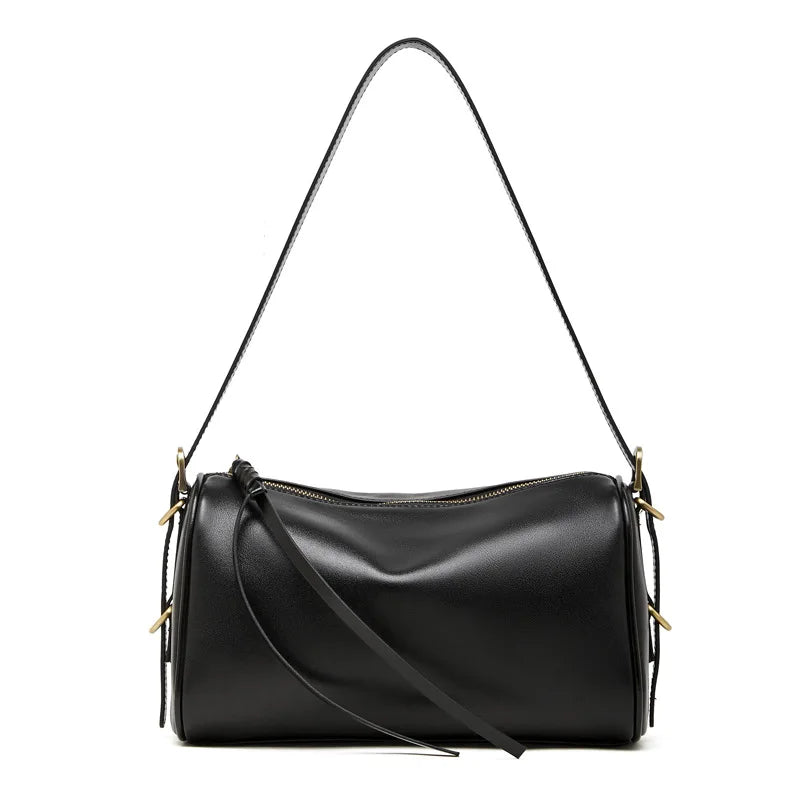 Sac bandoulière cuir véritable – Forme cylindrique souple