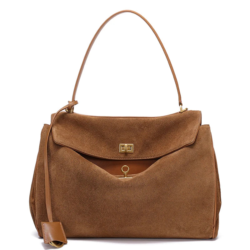 Grand sac à main femme en cuir véritable souple MYNELIA