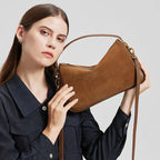 Sac en daim et cuir véritable-Tote Bag luxe bandoulière MYNELIA