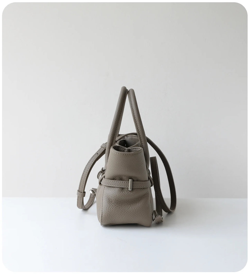 Sac Satchel Cuir Véritable Boucle Ceinture Doublure Coton Bio Croisé