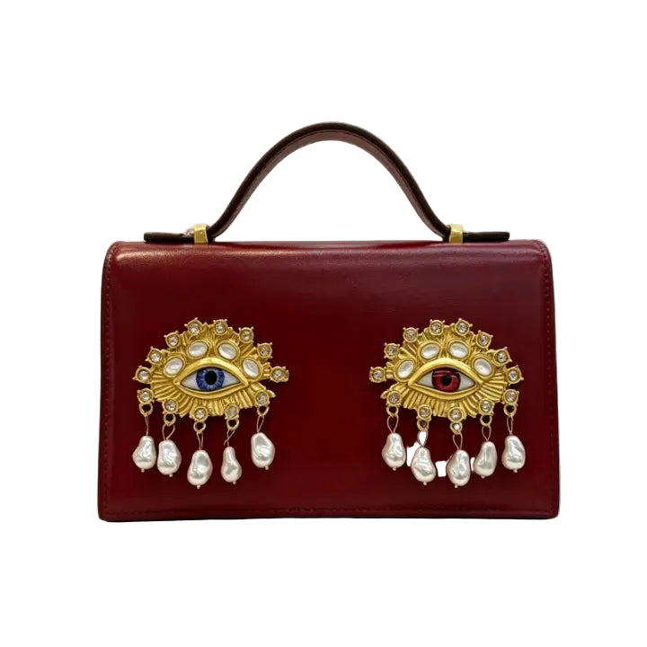 Sac bandoulière femme en simili cuir PU – Décor yeux 3D