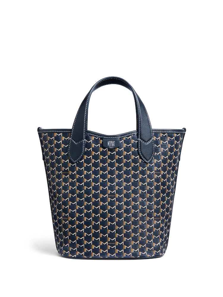 Sac Bucket Canvas Monogramme – Motif géométrique,Coutures contrastées