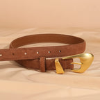 Ceinture femme suède boucle dorée – Style vintage