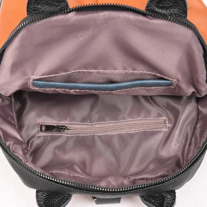 Sac à dos cuir véritable–Broderies Patchwork élégant MYNELIA
