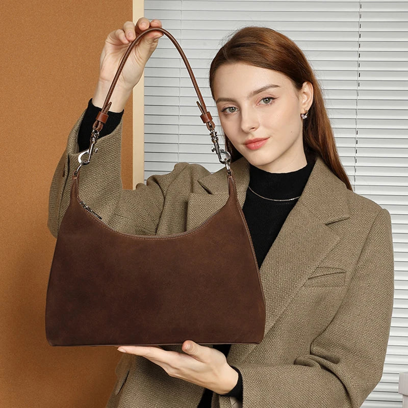 Sac bandoulière cuir Suède Femme – Style Rétro Bandoulière Vachette