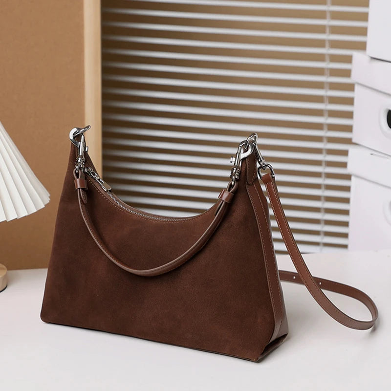 Sac bandoulière cuir Suède Femme – Style Rétro Bandoulière Vachette