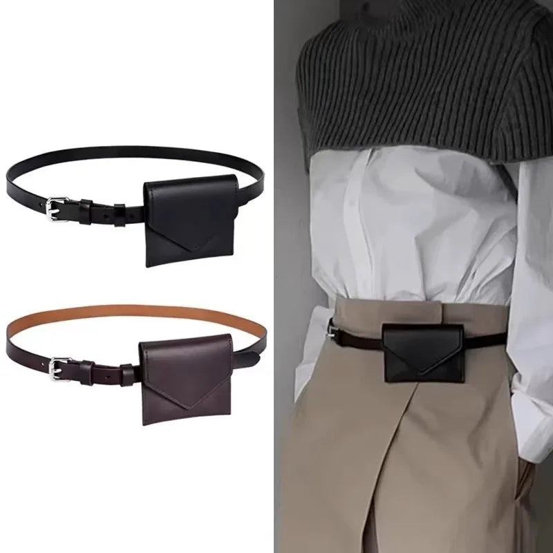 Leather Waist Belt Bag For Women Crossbody Waist Purse Fanny Pack Evening Clutch Mini Handbag Detachable Leather Waist Packs