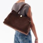 Grand sac Tote femme Daim & Cuir PU – Style casual chic
