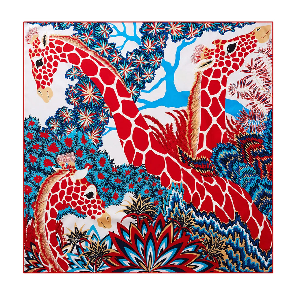 Foulard carré femme en soie imprimée – 90 × 90 cm