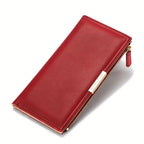 Ultra Slim Wallet For Women, RFID Blocking Credit Card Holder, Bifold Clutch Coin Zipper Travel Long Purse MYNELIA