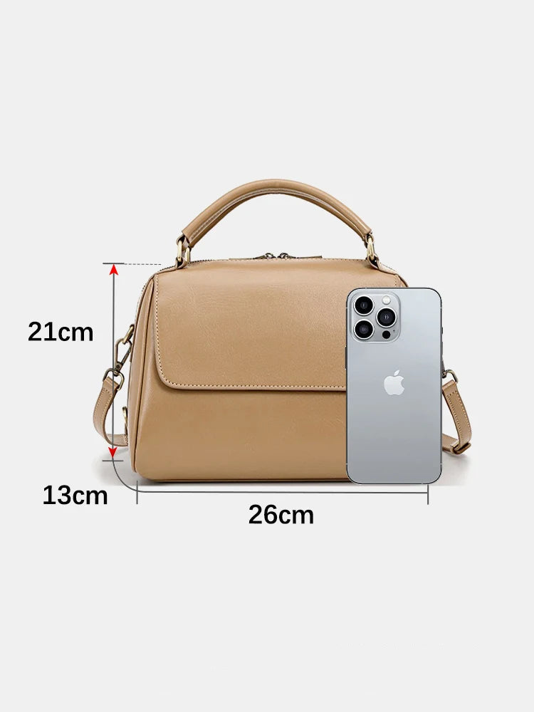 Zency Damen Handtasche aus echtem Leder Rindsleder Umhängetasche Große Boston Crossbody Satchel Für Mode Bolsa Zwei Riemen