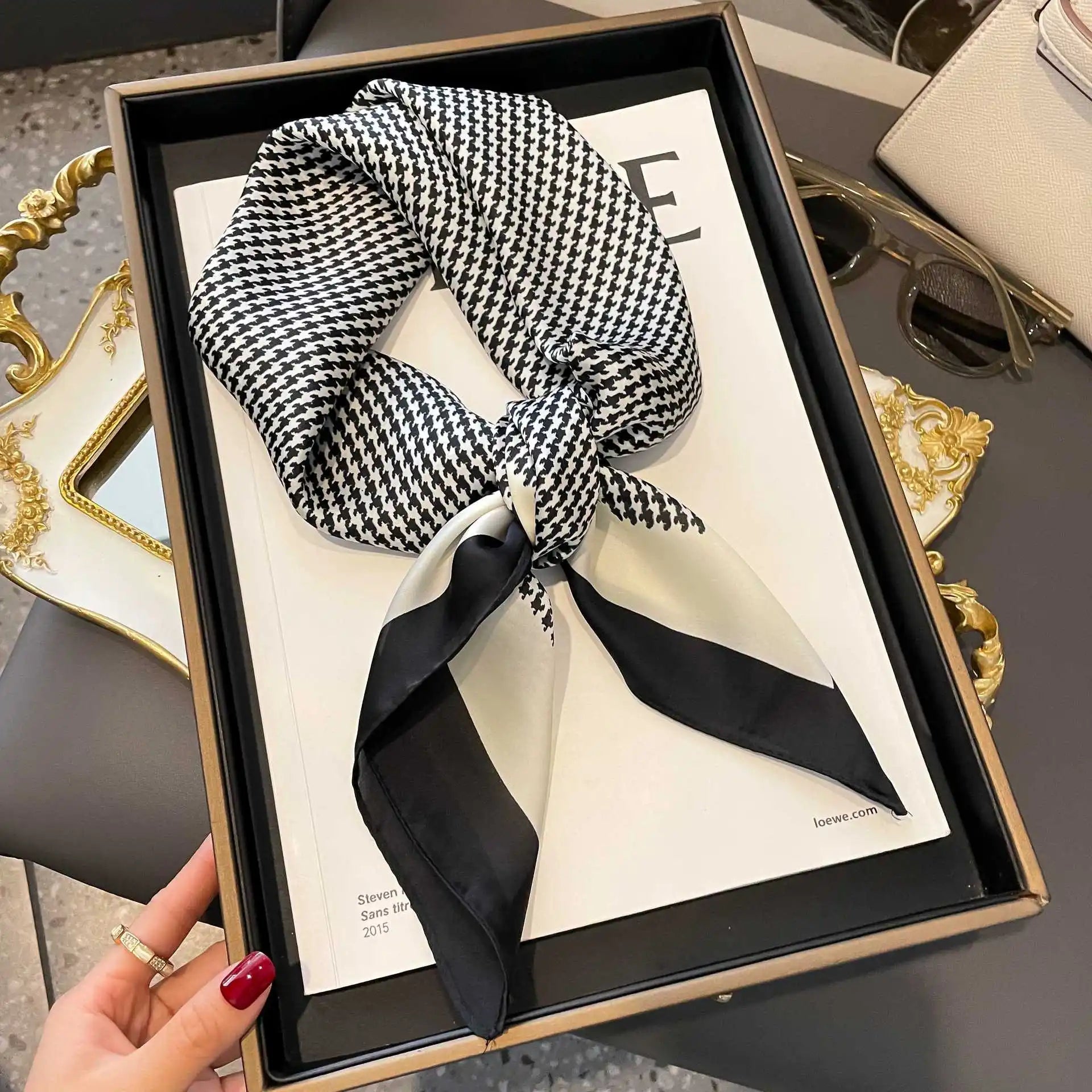 Fashion Luxury Brand 70cm Silk Square Scarf Women Satin Neck Tie Female Hair Bandana Headkerchief Shawl Wrap Hijab Echarpe MYNELIA