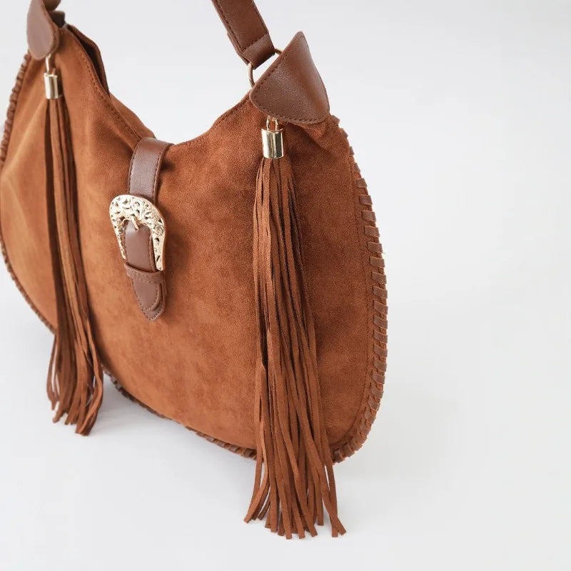 Sac bandoulière  femme – Daim Tissé à franges