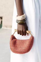 Sac Hobo tressé anse métallique-Rouille & Chocolat