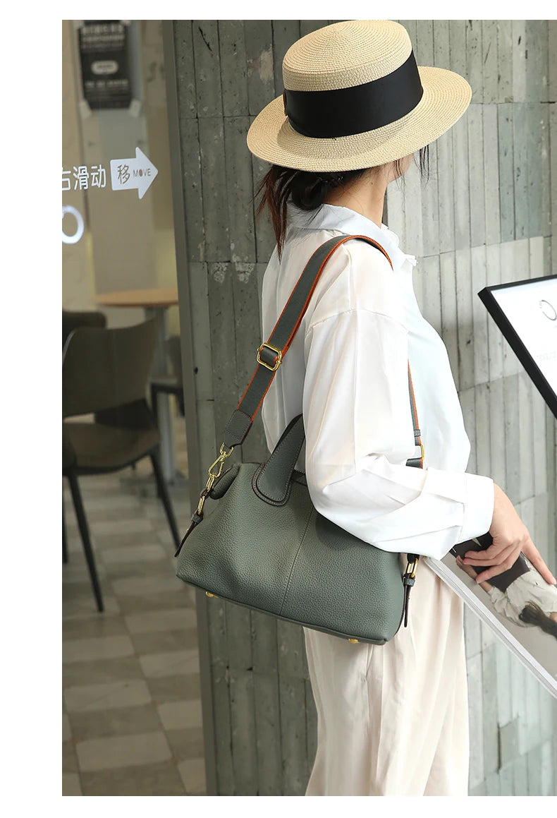 Sac Trapèze Cuir Véritable – Grande Capacité Femme MYNELIA