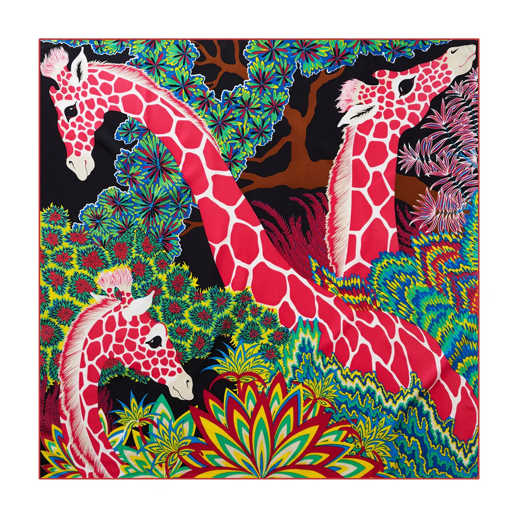 Foulard carré femme en soie imprimée – 90 × 90 cm