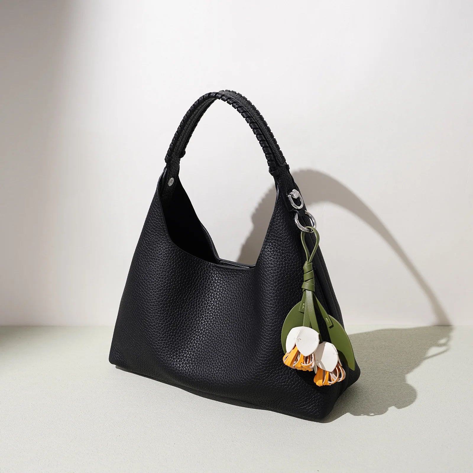 Sac bucket en cuir véritable grain supérieur – Style casual chic