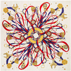 Grand foulard carré imprimé chaînes et rubans