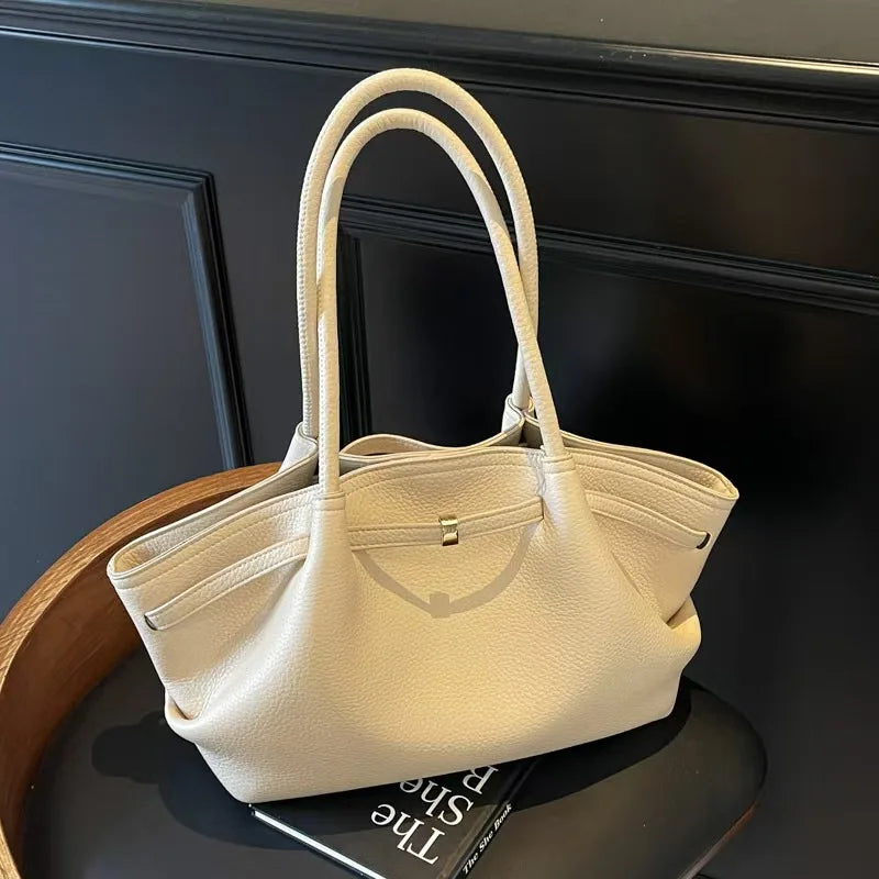 Sac à main tote bag cuir PU motif Litchi – Grande Capacité MYNELIA