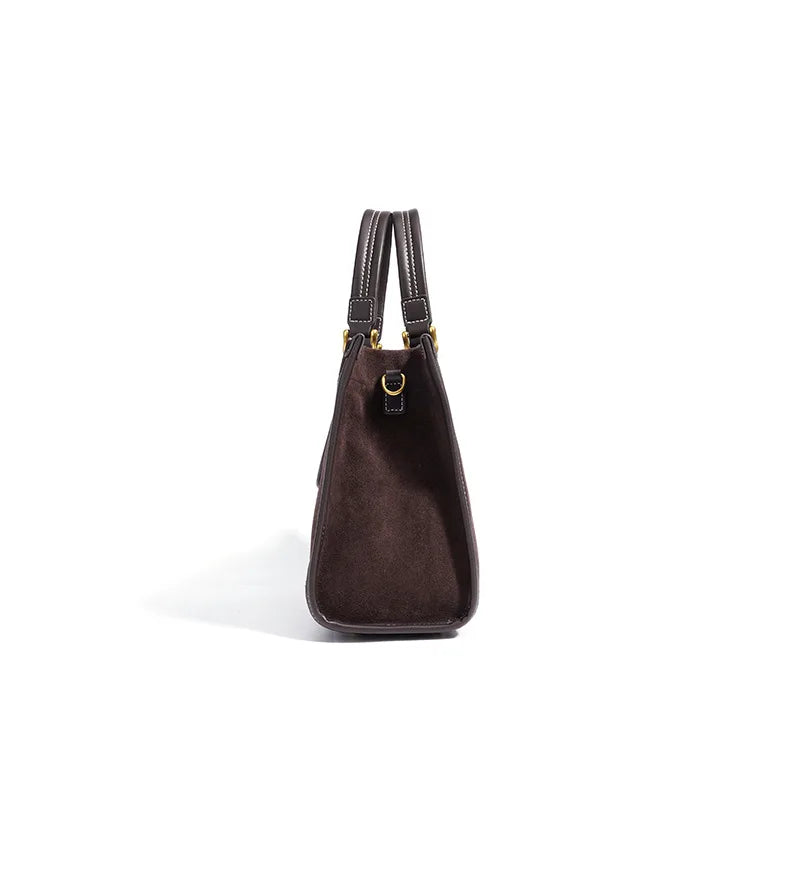 Wildleder Tragetasche Herbst Winter Neues kleines Design Vintage Aktentasche Mode Minimalistische Schulter Umhängetasche für Damen Handtaschen