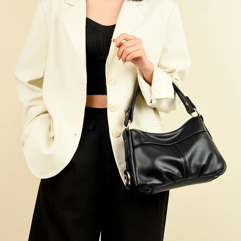 Sac à main en cuir véritable souple MYNELIA