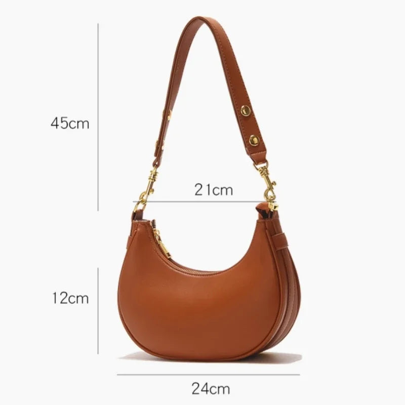 Sac épaule femme demi-lune souple en simili cuir