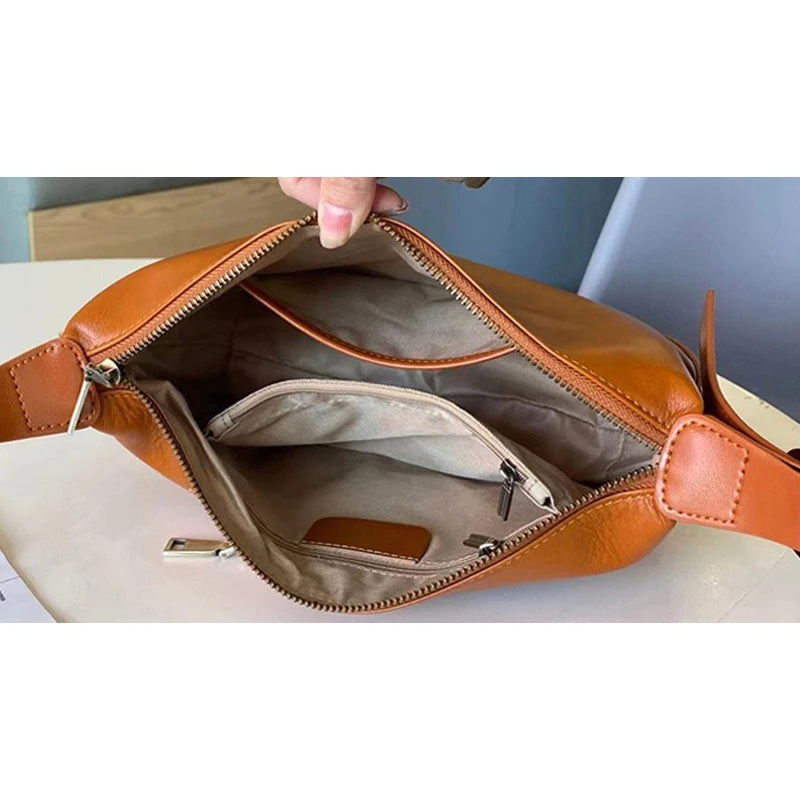 Sac Hobo cuir tanné végétal 100% Véritable  – Bandoulière